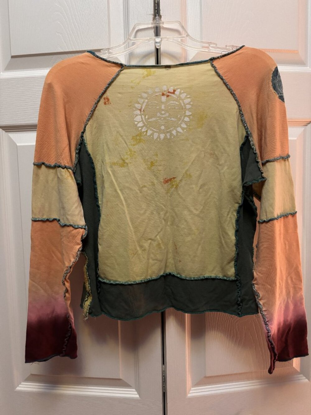 Boho Patchwork Sun Moon Beaded Top Small Art To Wear Fairy Grunge - Picture 4 of 5